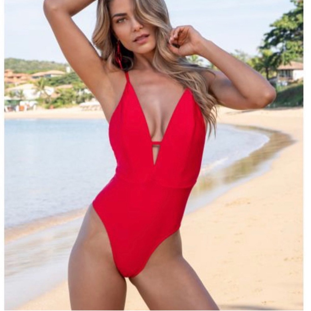 Vibrant Red One-Piece Swimsuit